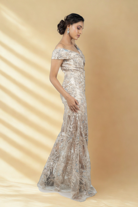 CHAMPAGNE APPLIQUÉ GOLD GOWN