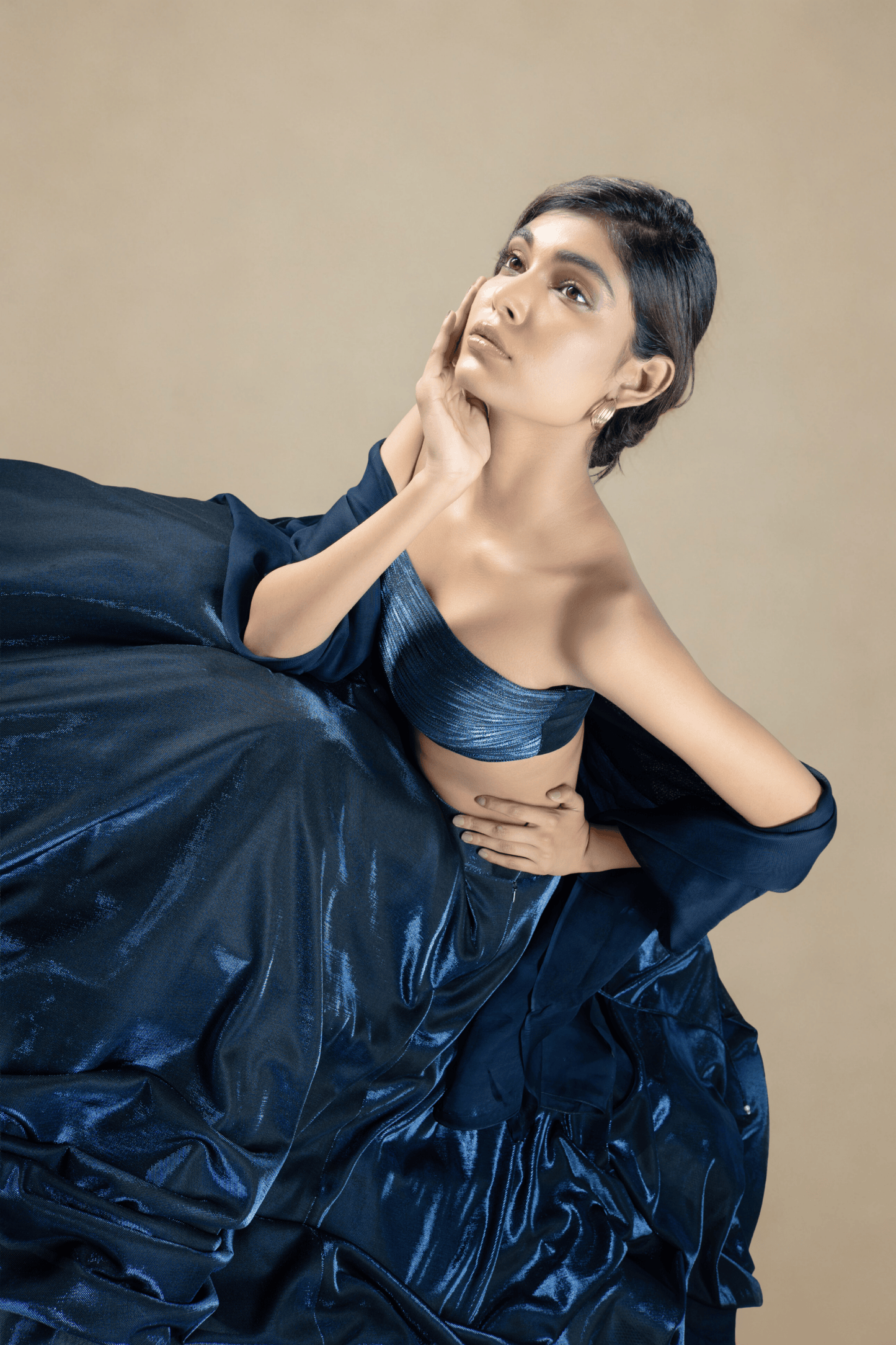 NAVY BLUE BIRKIN LYCRA LEHENGA