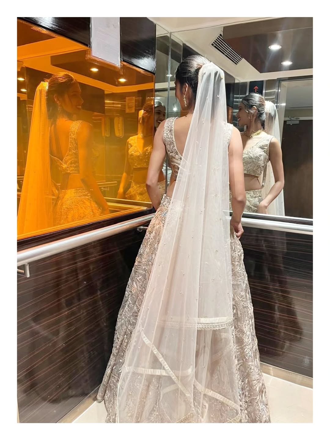 CHAMPAGNE APPLIQUÉ GOLD LEHENGA