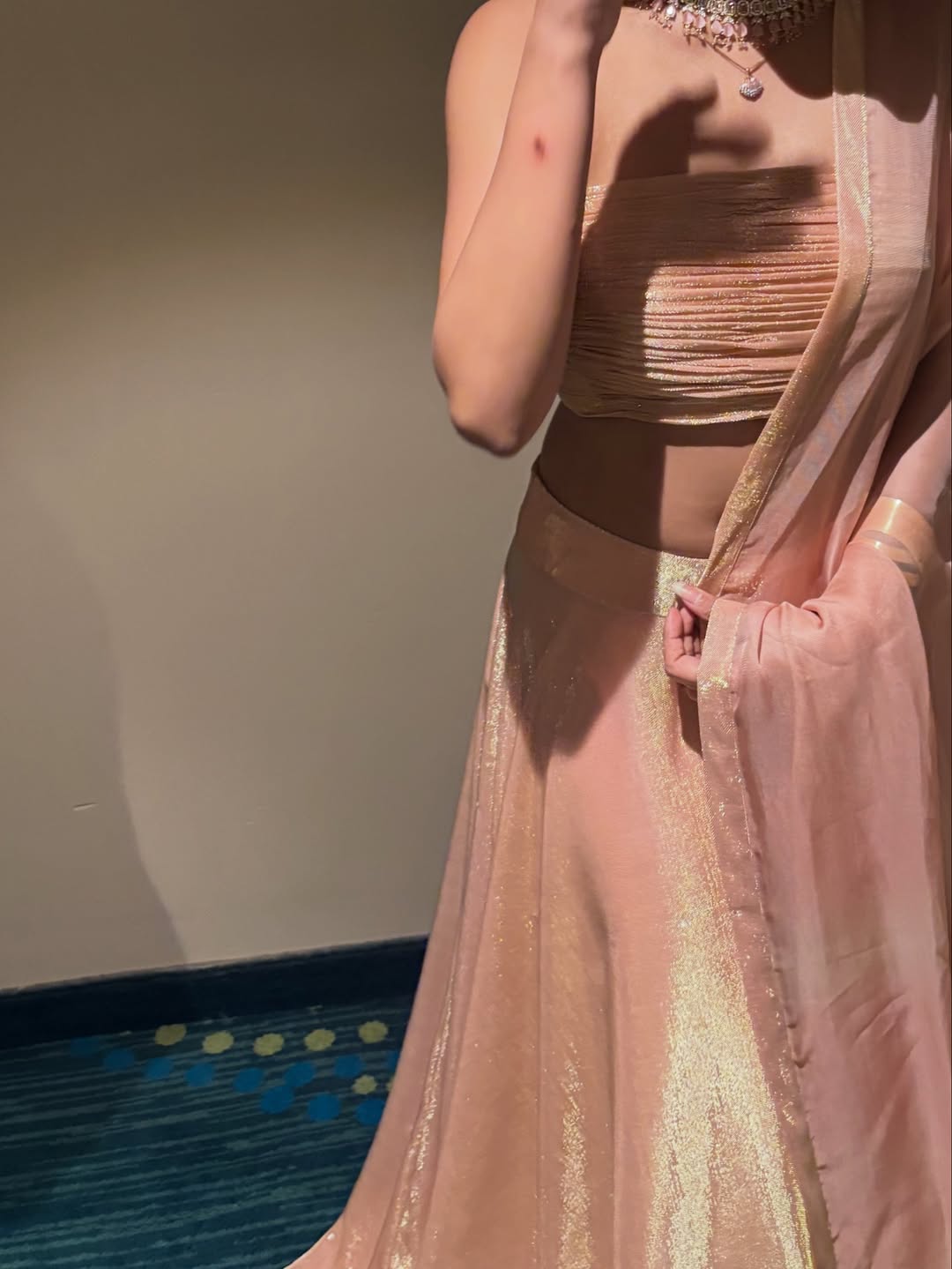PERSIAN ORANGE BIRKIN LYCRA LEHENGA
