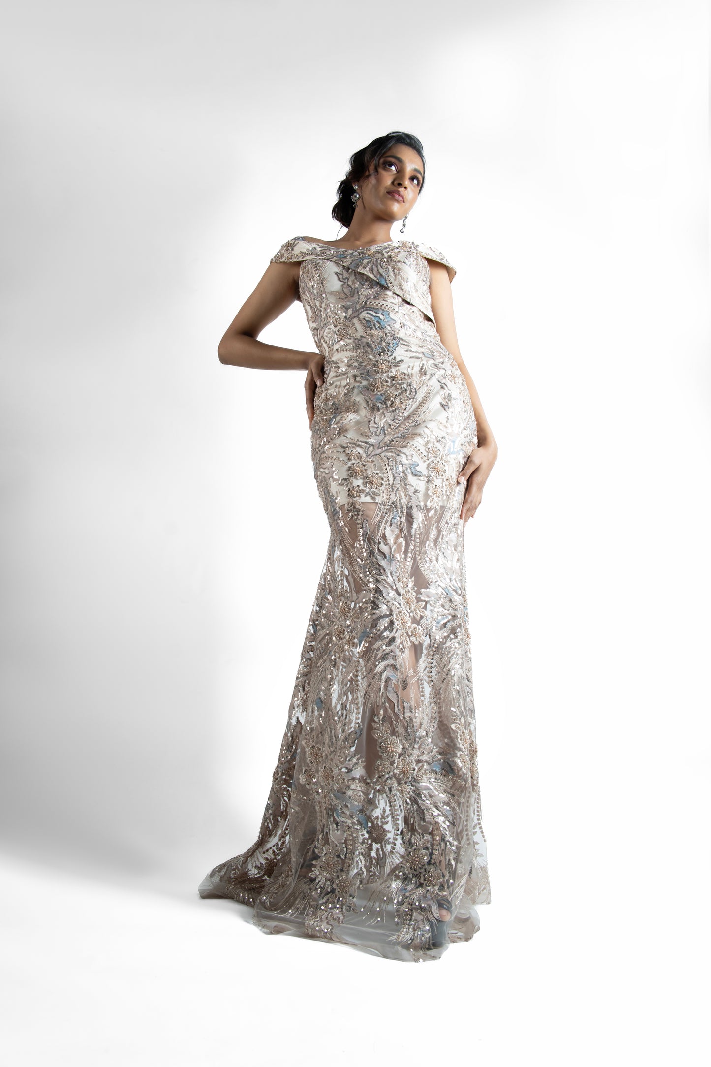 CHAMPAGNE APPLIQUÉ GOLD GOWN