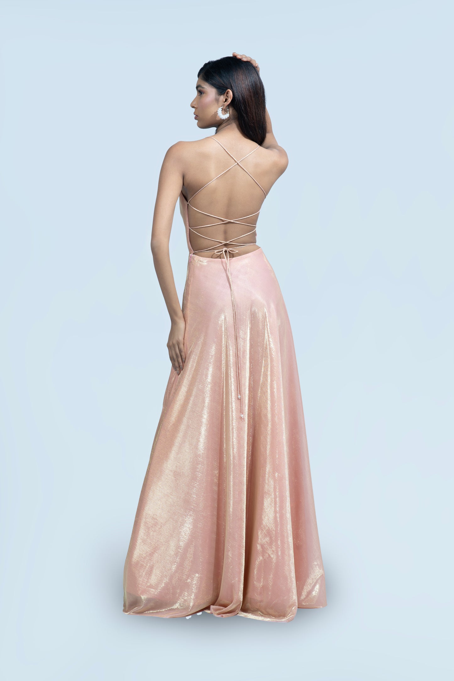 PERSIAN ORANGE BIRKIN LYCRA MAXI DRESS