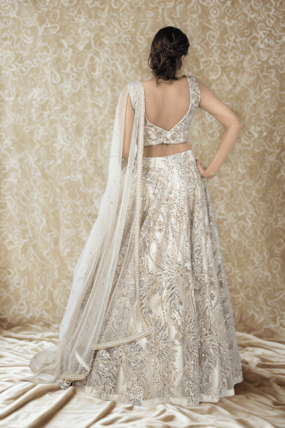 CHAMPAGNE APPLIQUÉ GOLD LEHENGA
