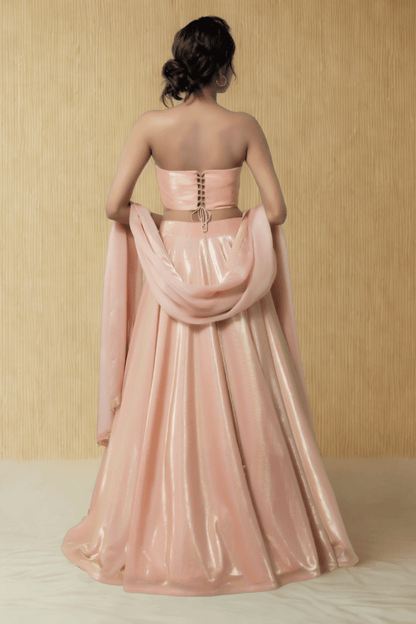 PERSIAN ORANGE BIRKIN LYCRA LEHENGA