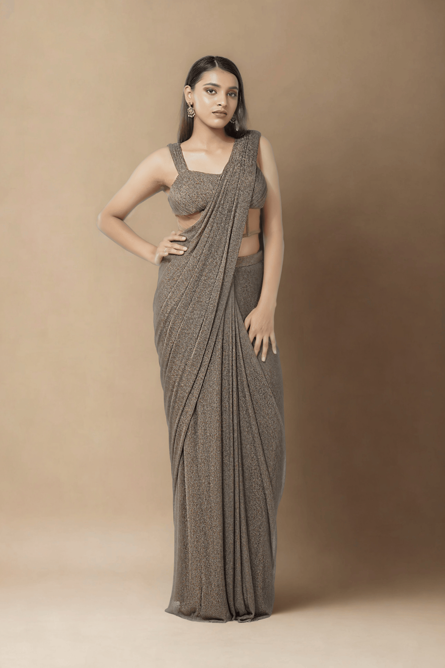 BROWN MESH CONCEPT SAREE