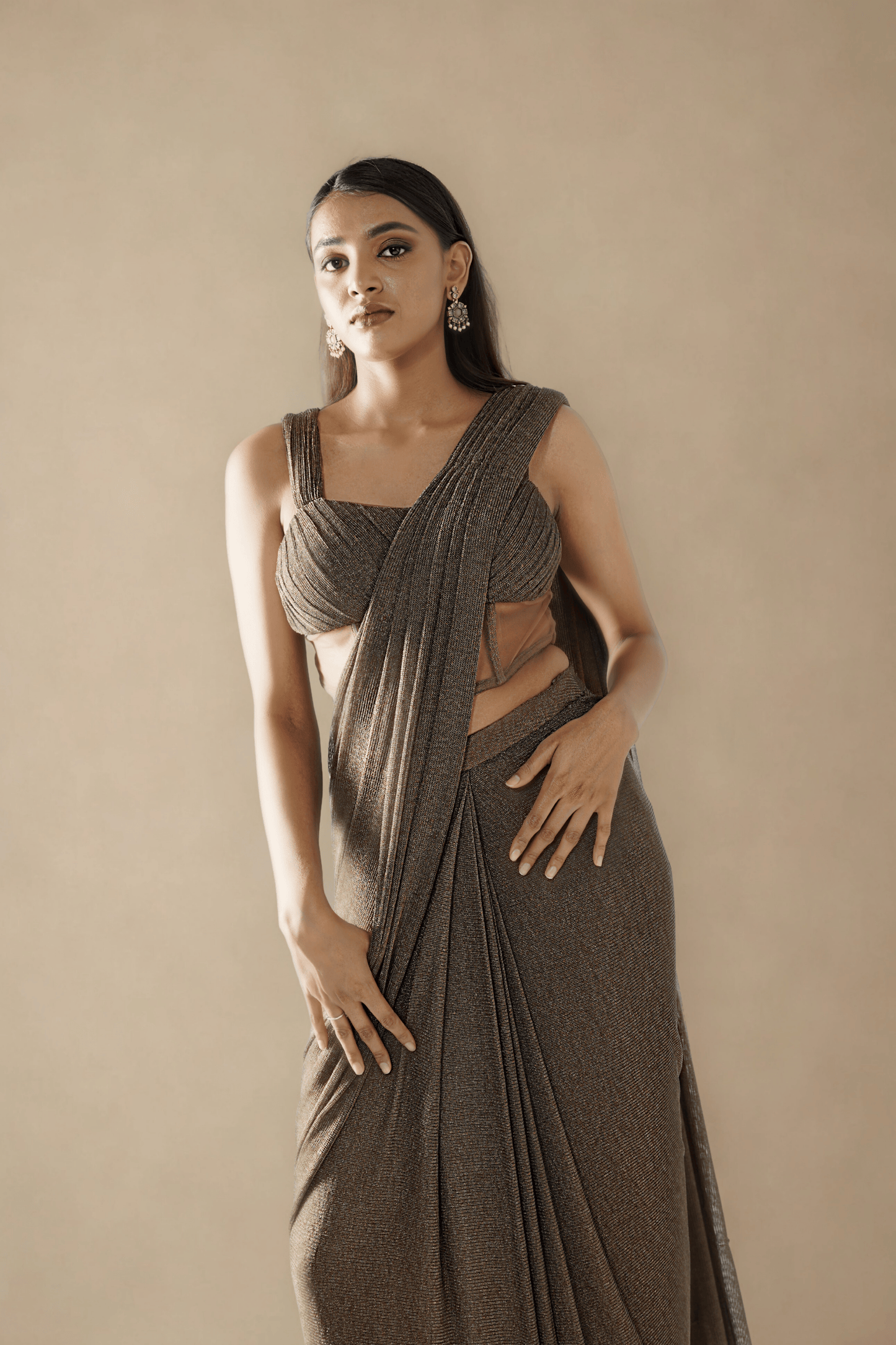 BROWN MESH CONCEPT SAREE