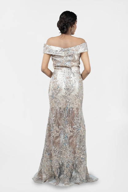 CHAMPAGNE APPLIQUÉ GOLD GOWN