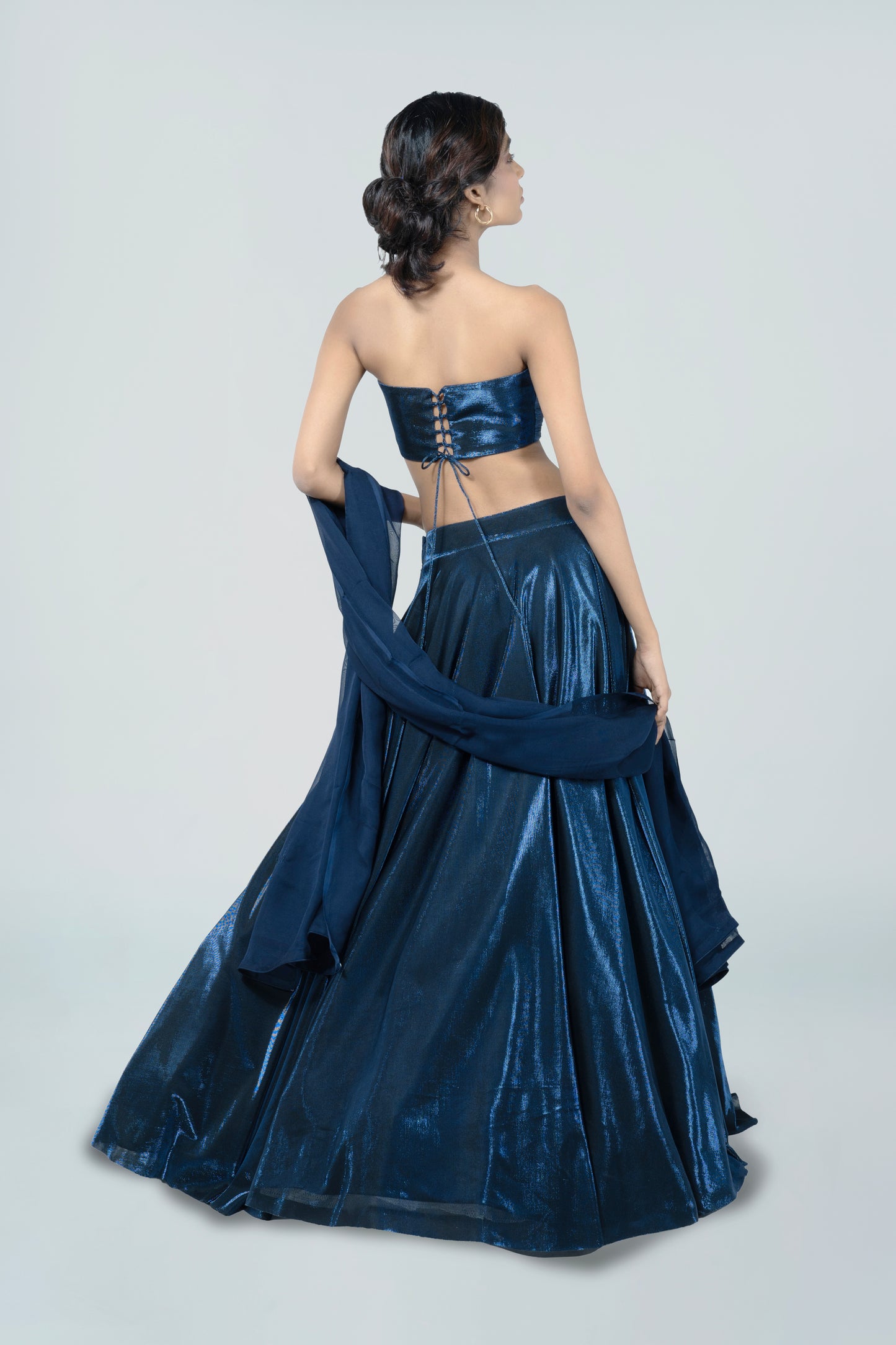 NAVY BLUE BIRKIN LYCRA LEHENGA