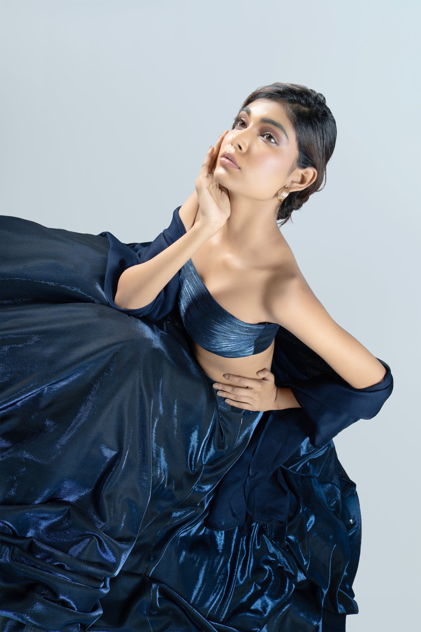 NAVY BLUE BIRKIN LYCRA LEHENGA