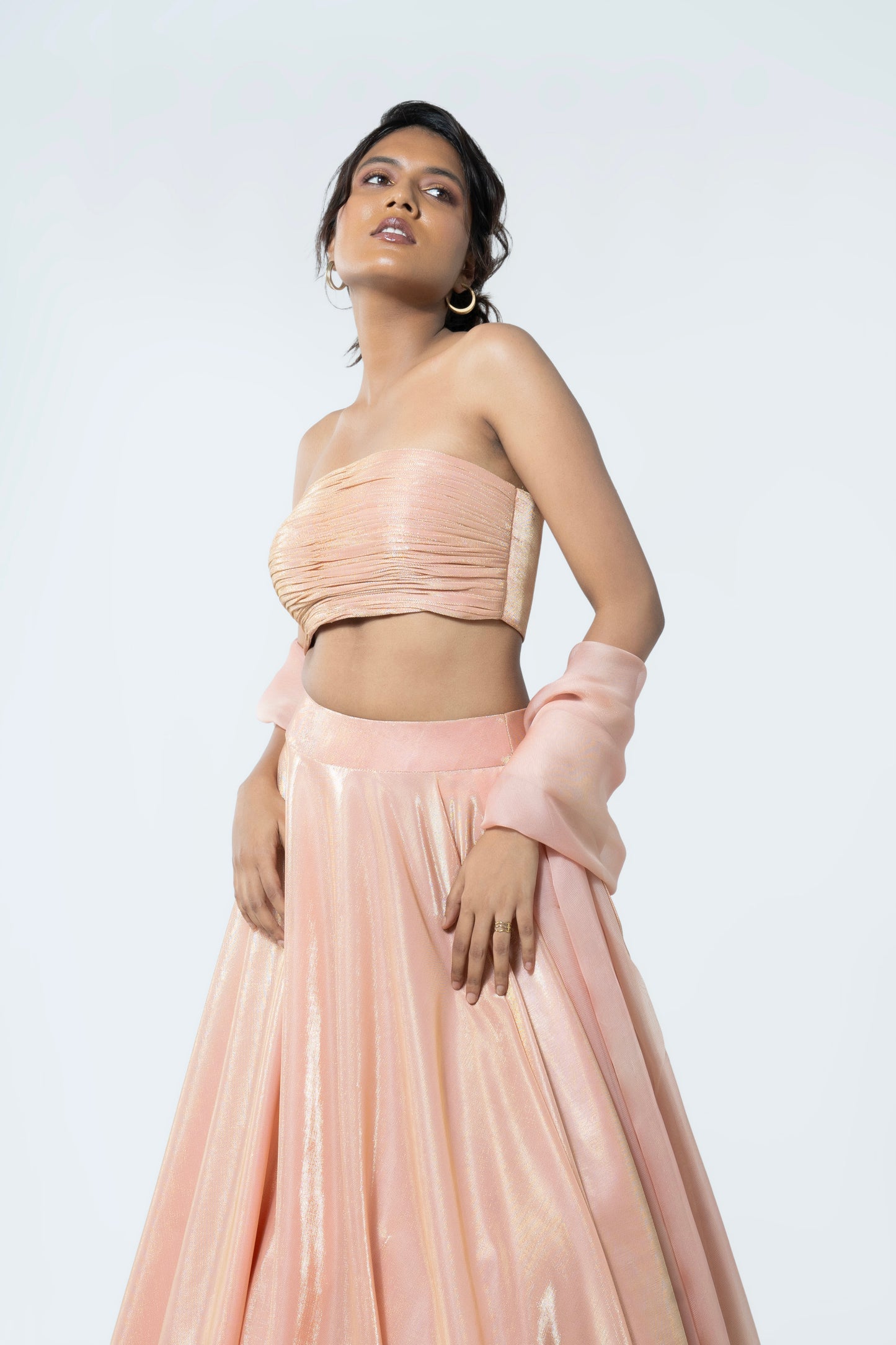 PERSIAN ORANGE BIRKIN LYCRA LEHENGA