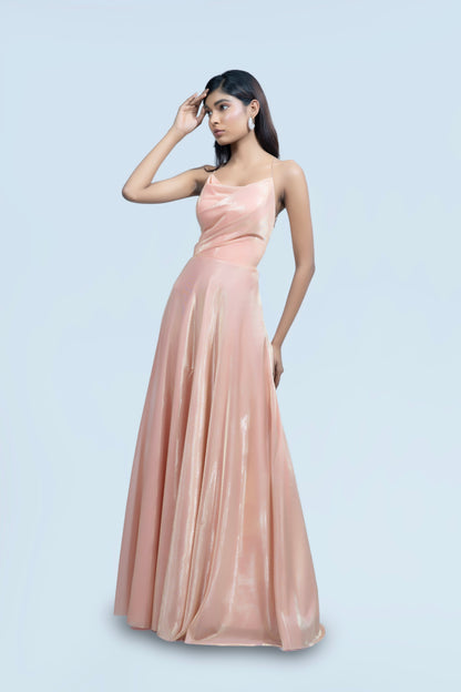 PERSIAN ORANGE BIRKIN LYCRA MAXI DRESS