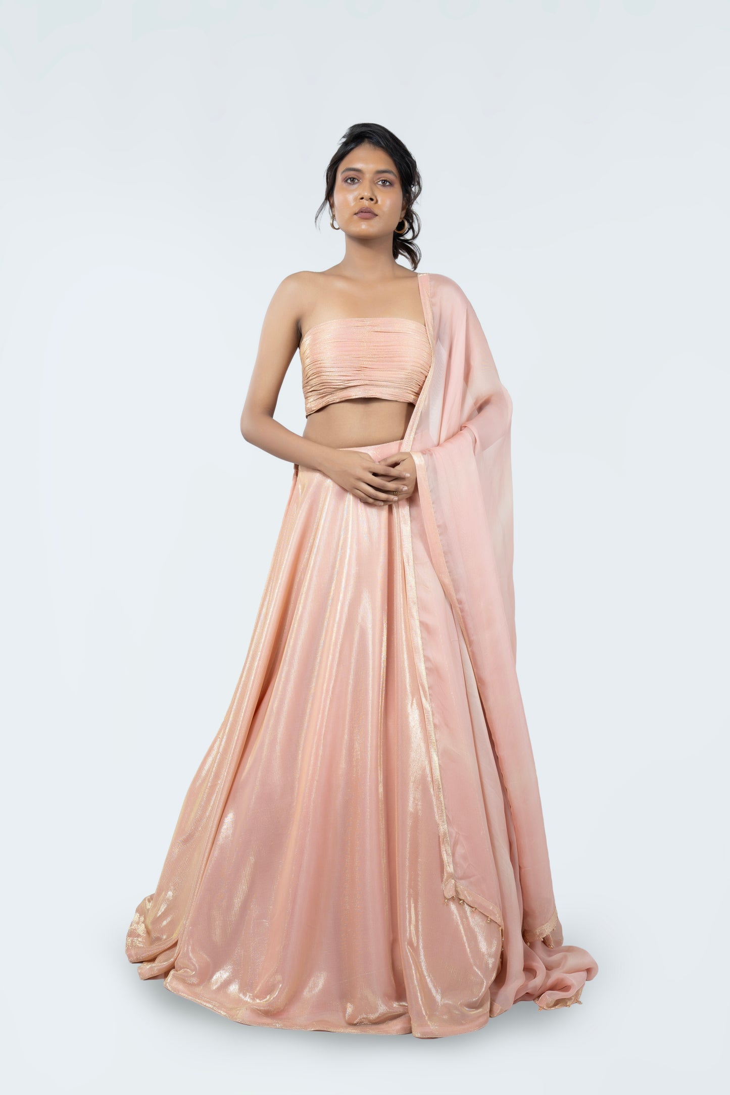 PERSIAN ORANGE BIRKIN LYCRA LEHENGA