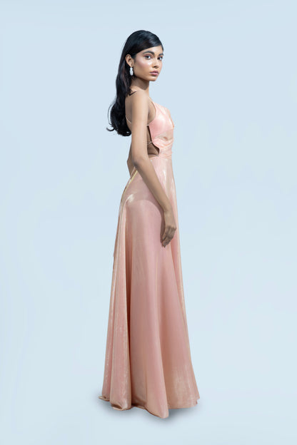 PERSIAN ORANGE BIRKIN LYCRA MAXI DRESS