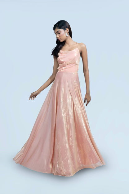 PERSIAN ORANGE BIRKIN LYCRA MAXI DRESS