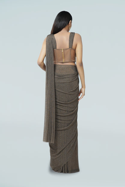 BROWN MESH CONCEPT SAREE